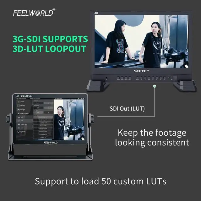 Alt view image 3 of 5 - FEELWORLD LUT11S 10.1 Inch 2000nit Ultra Bright Camera Field DSLR Monitor with Touchscreen Waveform LUT F970 Install and Power Kit HDMI SDI Input Output
