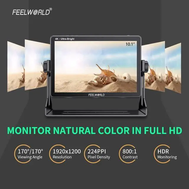 Alt view image 4 of 5 - FEELWORLD LUT11S 10.1 Inch 2000nit Ultra Bright Camera Field DSLR Monitor with Touchscreen Waveform LUT F970 Install and Power Kit HDMI SDI Input Output