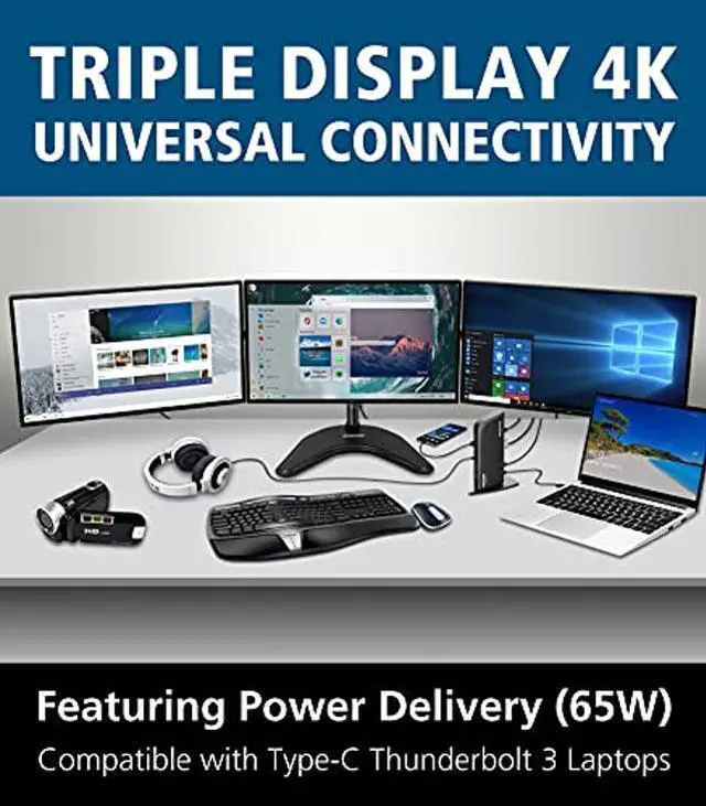 Alt view image 3 of 5 - Diamond Multimedia DS3900PD Diamond Multimedia Triple Display 4K Universal Type-C Docking Station with Power Delivery (65W) for Mac and Windows Equipped Type-C/Thunderbolt 3 Laptops