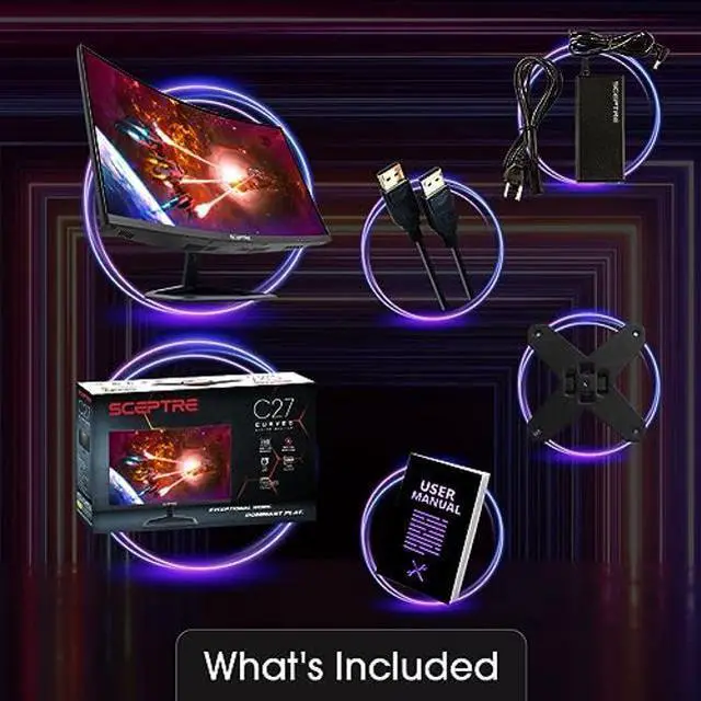 Alt view image 5 of 5 - Sceptre 27-inch Curved Gaming Monitor up to 240Hz DisplayPort HDMI 1ms 99% sRGB Build-in Speakers, R1500 Machine Black 2023 (C275B-FWT240)