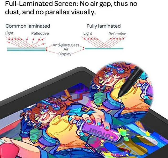 Alt view image 2 of 5 - GAOMON PD156Pro - 15.6" Drawing Tablet with Screen Full-Laminated 120% sRGB Pen Display with Dial Key & 10 Hotkeys, Battery-Free Stylus Art Tablet for Digital Drawing, Anime, Sketch, Graphic Design