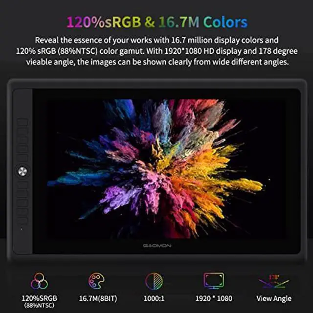 Alt view image 3 of 5 - GAOMON PD156Pro - 15.6" Drawing Tablet with Screen Full-Laminated 120% sRGB Pen Display with Dial Key & 10 Hotkeys, Battery-Free Stylus Art Tablet for Digital Drawing, Anime, Sketch, Graphic Design