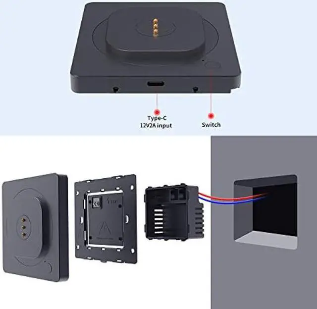 Alt view image 3 of 5 - EMONITA Magnetic Wall Mount with Charging Case for iPad 10.2" 7th / 8th / 9th Gen (2021/2020/2019). Upgraded 18W Quick Charge, Strong Magnets, 360 Rotation, in-Wall 86x86 Junction Box Included