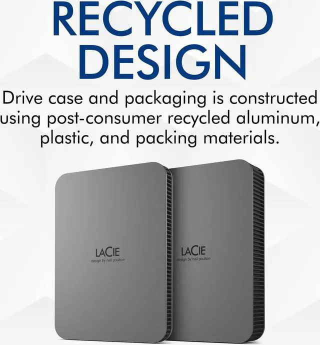 Alt view image 4 of 4 - LaCie Mobile Drive Secure 4TB External Hard Drive Portable HDD - Space Grey, USB-C 3.2, for PC and Mac, Post-Consumer Recycled, with Adobe All Apps Plan and Rescue Services (STLR4000400)