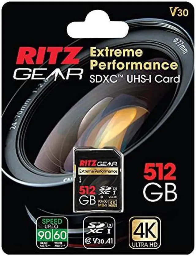 Alt view image 2 of 5 - RITZ GEAR Extreme Performance High Speed UHS-I SDXC 512GB 90/60 MB/S U3 A1 C10 V30 Memory Card (5 Units) Designed for SD Devices That can Capture Full HD, 3D, and 4K Video as Well as raw Photography