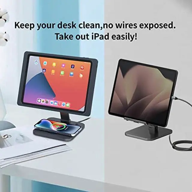 Alt view image 5 of 5 - EMONITA Magnetic Stand with Charging Case for iPad Pro 12.9 Inch 3rd / 4th / 5th / 6th Gen. 18W USB C Fast Charging Cable Included, Foldable L Shape, Strong Magnets, 360 Rotation, 90 Tilt