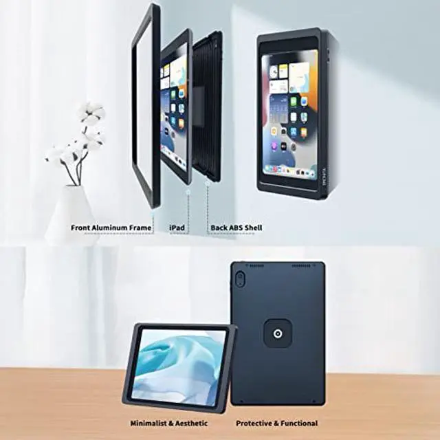Alt view image 2 of 4 - EMONITA Magnetic Wall Mount with Charging Case for iPad 12.9" 3rd / 4th / 5th / 6th Gen. Upgraded 18W Quick Charge, Strong Magnets, 360 Rotation, in-Wall 86x86 Junction Box Included