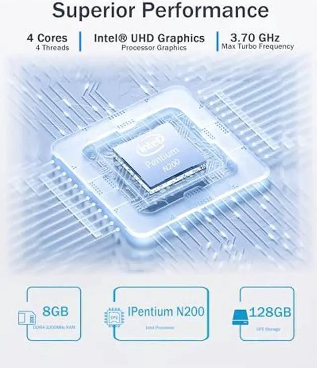Alt view image 2 of 4 - HP Laptops 15.6 inch HD Display, Windows 11 Laptop Computer for Students and Business, Intel Quad-Core Pentium N200 (Beat i5-8250U), 8GB RAM, 128GB Storage, Natural Silver,Alpacatec 32GB USB Card