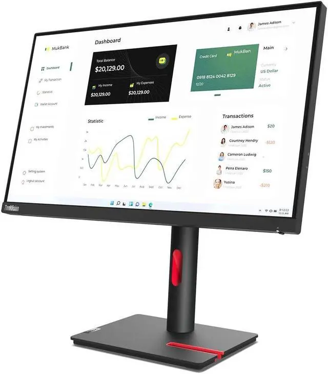 Alt view image 2 of 4 - Lenovo ThinkVision T23i-30 23" Class Full HD LCD Monitor - 16:9 - Raven Black