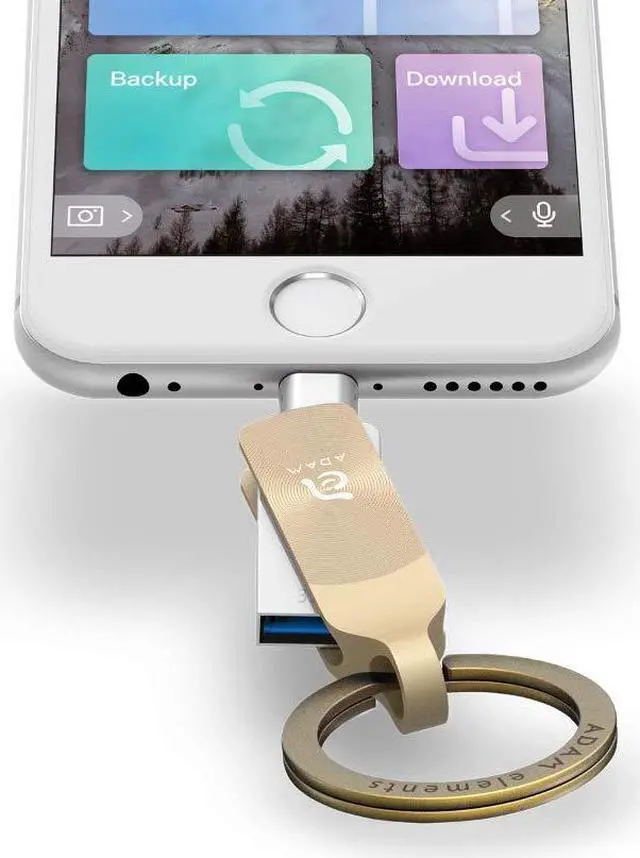 Alt view image 2 of 5 - ADAM elements iKlips Duo+ 128GB MFi Certified Premium Flash Drive Compatible with iPad, iPhone (128GB, Glamour Gold)