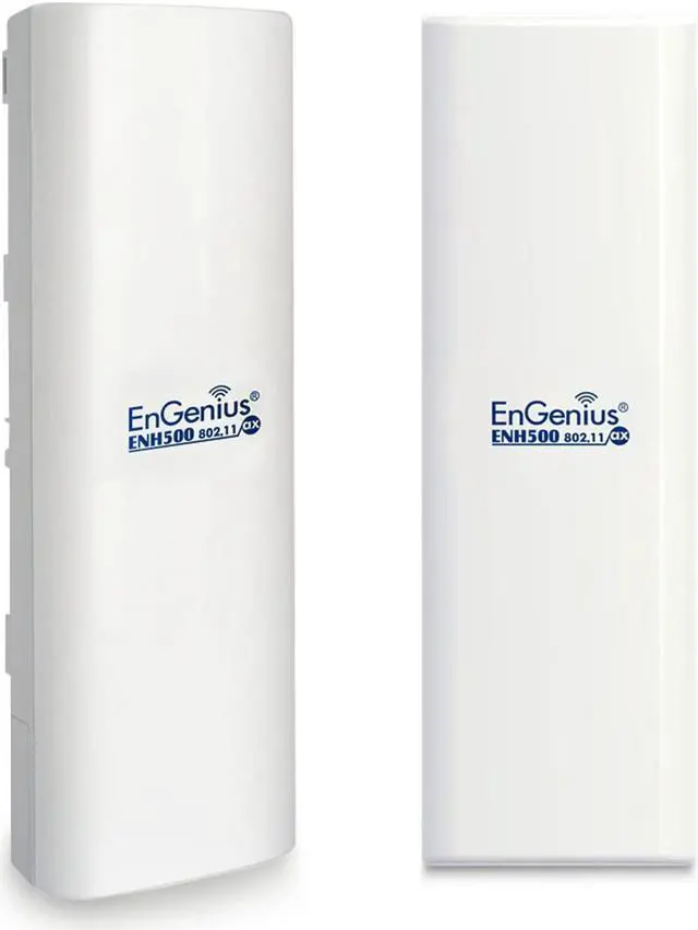 Main image of EnGenius ENH500-AX KIT 5GHz Wi-Fi 6 (802.11ax) 2x2 Outdoor Wireless Bridge, up to 1,200 Mbps, high 26 dBm Transmit Power, high gain 16 dBi Integrated Directional Antenna, IP55-rated (2-Pack)