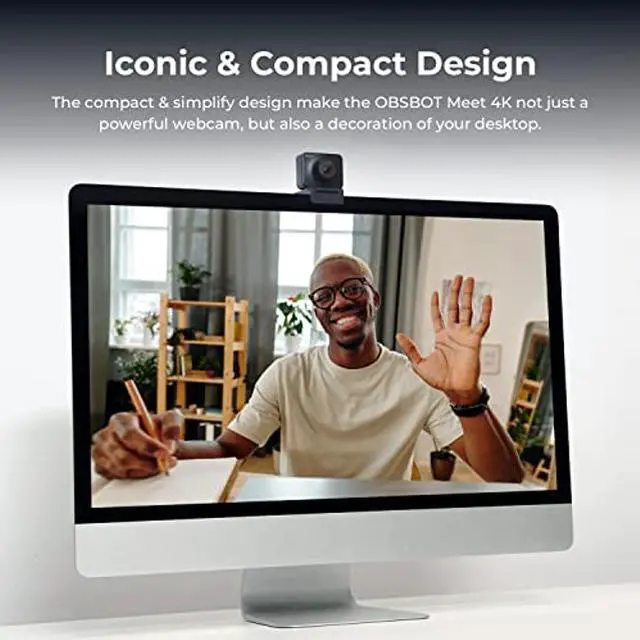 Alt view image 5 of 5 - OBSBOT Meet AI-Powered 4K Webcam, AI Framing & Autofocus, Webcam with Microphone, Background Bokeh, 60 FPS, HDR Low-Light Correction, Beauty Mode, Webcam for PC, Streaming, Conference, Gaming, etc.