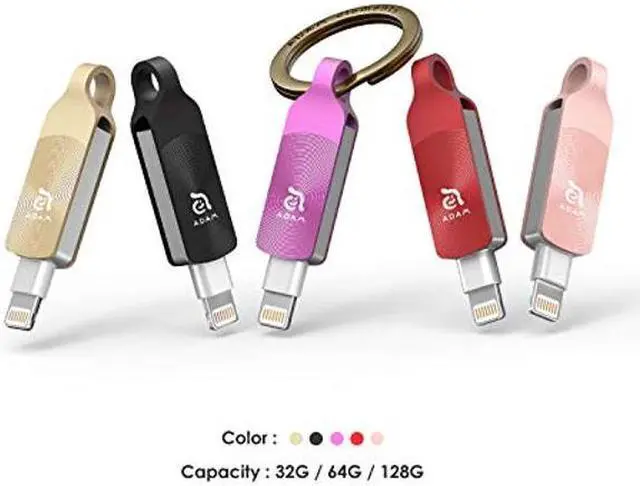 Alt view image 3 of 5 - ADAM elements iKlips Duo+ 128GB MFi Certified Premium Flash Drive Compatible with iPad, iPhone (128GB, Obsidian Black)