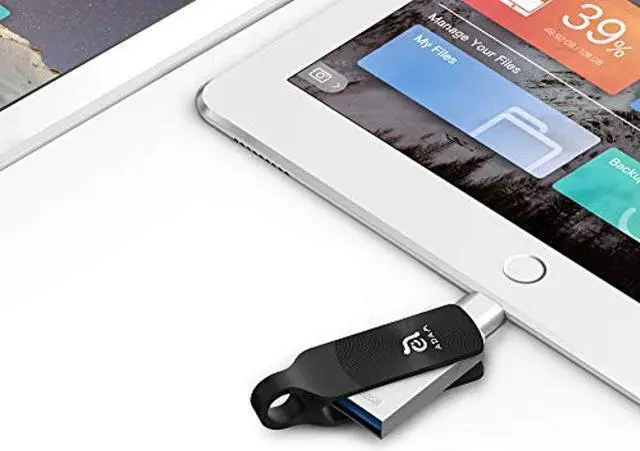 Alt view image 4 of 5 - ADAM elements iKlips Duo+ 128GB MFi Certified Premium Flash Drive Compatible with iPad, iPhone (128GB, Obsidian Black)