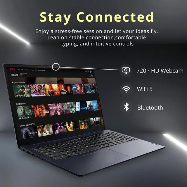 Alt view image 3 of 3 - LENOVO IdeaPad 15.6" FHD Laptop, Intel Pentium Silver N6000 Processor, 20GB RAM, 1TB PCIe SSD, 720P HD Webcam, WiFi 5, 1 Year Office, Blue, Win 11, 32GB Hotface USB Card