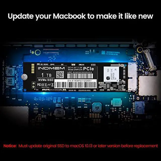 Alt view image 3 of 5 - INDMEM PCIe NVMe Gen3x4 SSD 1TB 3D TLC NAND Flash Hard Drive SSD Replacement for MacBook Air 2013-2017, MacBook Pro Retina 2013-2015, iMac 2013-2017, Mac Pro 2013, Mac Mini 2014 (1TB)