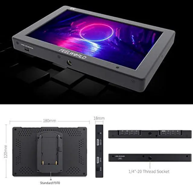 Alt view image 4 of 5 - FEELWORLD T7 Plus 7 Inch 3D LUT 4K HDMI Camera Field Monitor Video Assist Full HD 1920x1200 Solid Aluminum Housing DSLR Monitor with Waveform histogram vectorscope Peaking Focus False Colors