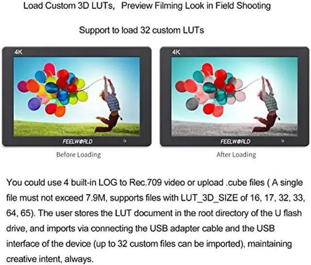 Alt view image 3 of 5 - FEELWORLD T7 Plus 7 Inch 3D LUT 4K HDMI Camera Field Monitor Video Assist Full HD 1920x1200 Solid Aluminum Housing DSLR Monitor with Waveform histogram vectorscope Peaking Focus False Colors