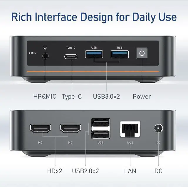 Alt view image 4 of 5 - Trycoo WI-6 Mini PC,Intel Alder Lake N95(3.4 GHz) Mini Computer, 16GB RAM 512GB M.2 SSD,Support Triple 4K UHD/HD 2.0/LAN/Dual-Band WiFi for Home/Office (Intel 12th N195 16GB DDR4 RAM 512GB SSD)