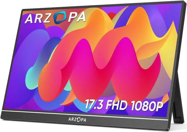 Main image of ARZOPA Portable Monitor 17.3 Inch, 1080P FHD HDR IPS Kickstand Laptop Computer Monitor HDMI USB C External Screen with Dual Speakers for PC Mac Phone Xbox Switch PS5 -A1M