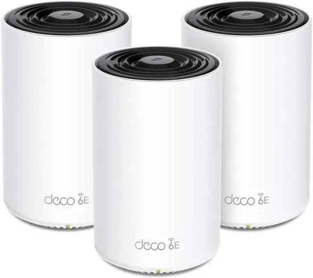 Main image of TP-Link Deco AXE5400 Tri-Band WiFi 6E Mesh System - Wi-Fi up to 7200 Sq.Ft, Engadget Rated Best Mesh For Most People, Replaces WiFi Router and Extender, AI-Driven Mesh New 6GHz Band, 3-Pack(Deco XE75)