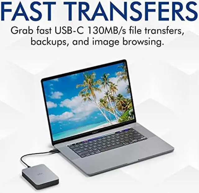 Alt view image 5 of 5 - LaCie Mobile Drive 4TB External Hard Drive Portable HDD - Moon Silver, USB-C 3.2, for PC and Mac, Post-Consumer Recycled, with Adobe All Apps Plan and Rescue Services (STLP4000400)