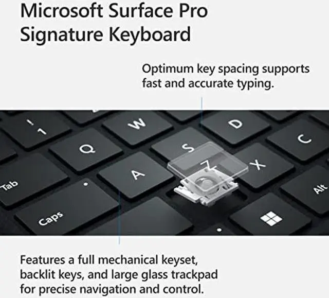 Alt view image 5 of 5 - Microsoft Surface Pro Signature Keyboard, Backlit Keys and Large Trackpad, Durable and Smooth Alcantara Material, Forest Colour