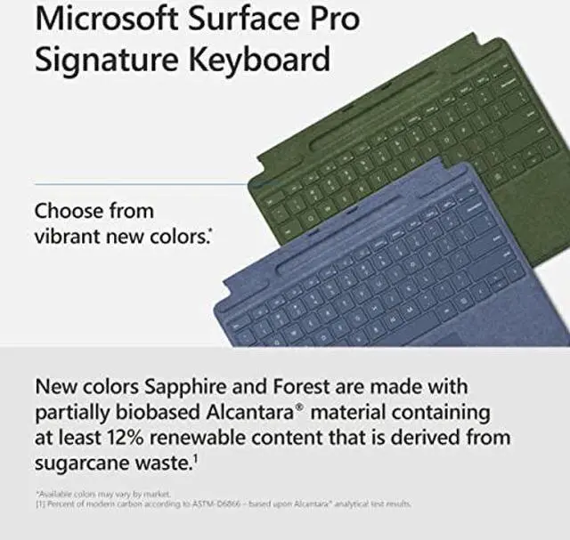 Alt view image 3 of 5 - Microsoft Surface Pro Signature Keyboard, Backlit Keys and Large Trackpad, Durable and Smooth Alcantara Material, Forest Colour