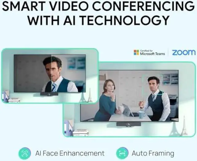 Alt view image 2 of 5 - Yealink UVC34 4K Conference Room Camera System All-in-One Video Conferencing System, Auto Framing, 120deg Wide Angle Webam with Microphone, Teams Certified Zoom Rooms Camera, PC Connected via USB-A