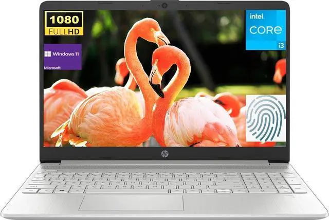 Main image of HP 15.6" FHD Laptop, Intel 6-Cores i3-1215U Processor, 8GB RAM 256GB PCIe SSD, Fingerprint Reader, Bluetooth, WiFi, HDMI, Webcam, Windows 11 Home in S Mode, Silver