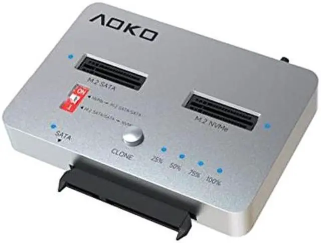 Alt view image 2 of 5 - AOKO M.2 Duplicator NVMe to SATA Docking Staion for M.2 PCIe NVMe/M.2 SATA and 2.5" /3.5" SATA SSD/HDD with Offline Cloning