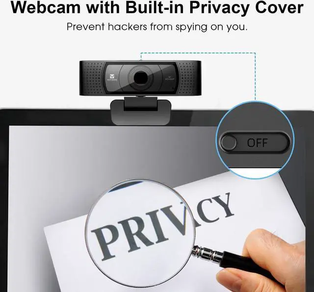 Alt view image 5 of 5 - VITADE Bundle 960A Webcam 1080P with Microphone & Ring Light (Tripod Included) 928A Webcam 1080P with Microphone & Cover (Tripod Included)