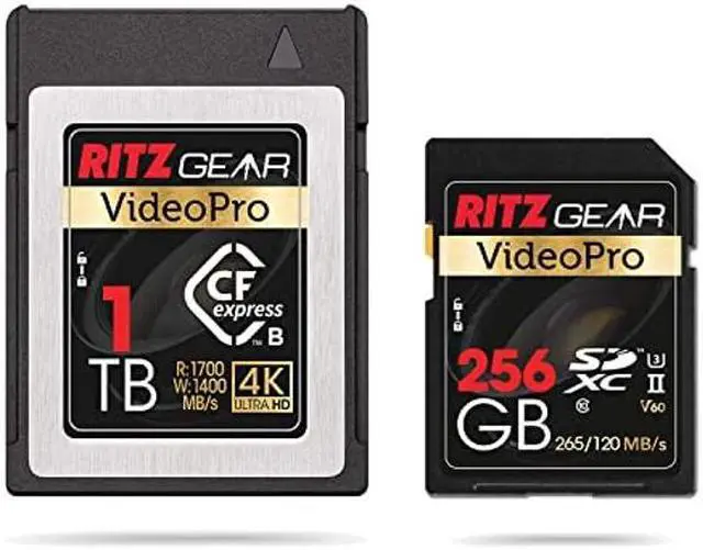 Main image of Video Pro CFExpress Type B 1TB Card (1700/1400 R/W) + SD Card UHS-II 256GB SDXC Memory Card U3 V60 (R 265mb/s 120mb/s Write) (Not Recommended for Nikon Cameras)