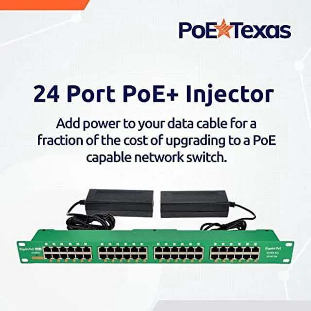 Alt view image 2 of 5 - PoE Texas 24 Multi Port IEEE 802.3at PoE+ Injector - Gigabit Data Active Power Over Ethernet for High Powered Devices, 30W PoE Injector for WiFi Access Point & More with 2X 56V 120W Power Supplies