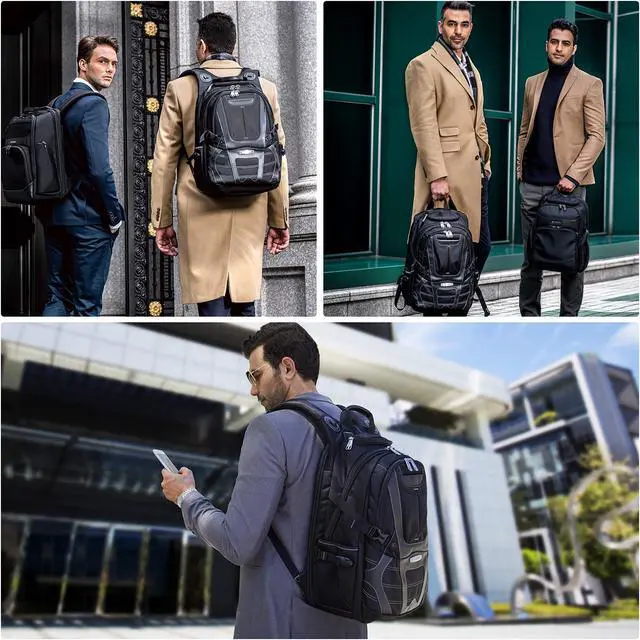 Alt view image 2 of 5 - EVERKI Concept 2 Professional Travel Laptop Backpack for Men & Women - Durable Computer Back Pack with Ballistic Nylon & Leather, Travel Friendly for 17.3 Inch Laptop Business Backpack (EKP133B) Black