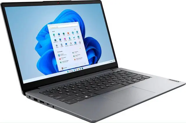 Alt view image 2 of 5 - Lenovo Ideapad 1i Thin Light Laptop, 14.0" HD Display, Intel Celeron N4020(up to 2.80 GHz), 4GB RAM 64GB eMMC, WiFi 6, Webcam, 10Hr Battery, Windows 11 S, Cloud Grey
