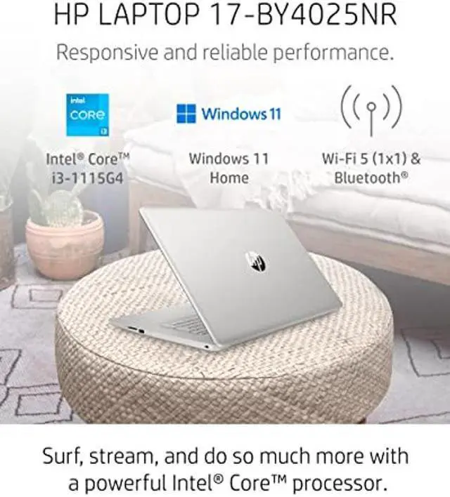 Alt view image 3 of 5 - HP 17 Laptop PC, 11 Generation Intel Core, 4 GB RAM, 256 GB SSD, UHD Graphics, 17.3" HD+ Display, Windows 11 Home, Wi-Fi & Bluetooth Combo, 7 Ports, Long Battery Life, HD Webcam (17-by4025nr, 2022)