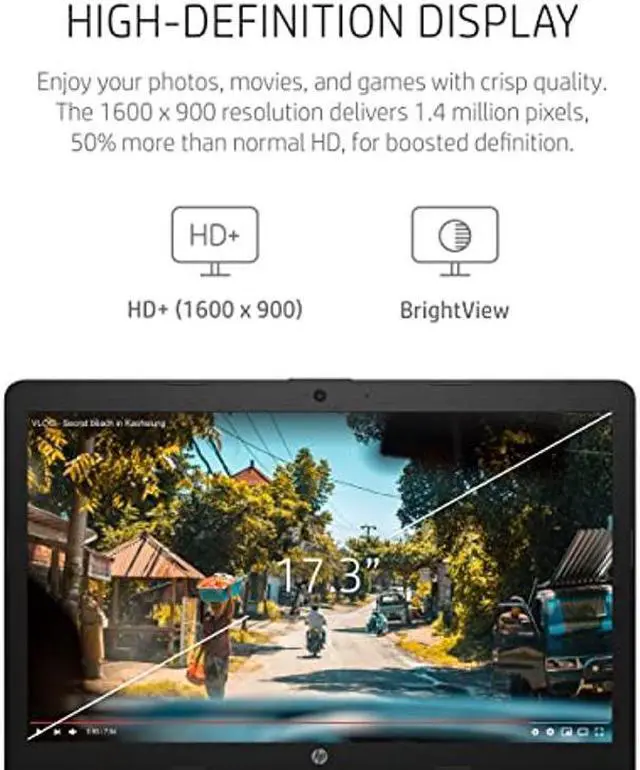 Alt view image 5 of 5 - HP 17 Laptop PC, 11 Generation Intel Core, 4 GB RAM, 256 GB SSD, UHD Graphics, 17.3" HD+ Display, Windows 11 Home, Wi-Fi & Bluetooth Combo, 7 Ports, Long Battery Life, HD Webcam (17-by4025nr, 2022)