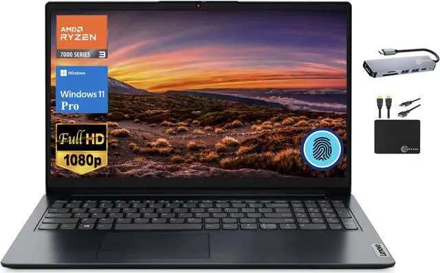 Main image of Lenovo IdeaPad Business Laptop 2024, 15.6" FHD Display, Quad-Core AMD Ryzen 3 7320U (Beat i5-1035G7), 8GB DDR5 RAM, 1TB PCIe SSD, Radeon Graphics, Fingerprint, Wi-Fi 6, Win 11 Pro +MarxsolAccessory