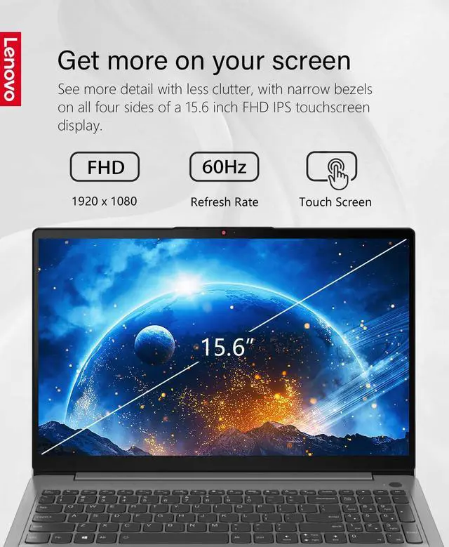 Alt view image 3 of 5 - Lenovo - 2023 - IdeaPad 3i - Essential Laptop Computer - Intel Core i3-1115G4 11th Gen - 15.6" FHD Touchscreen Display - 20GB Memory - 1TB Storage - Windows 11 - Arctic Grey - W/GaLiMu