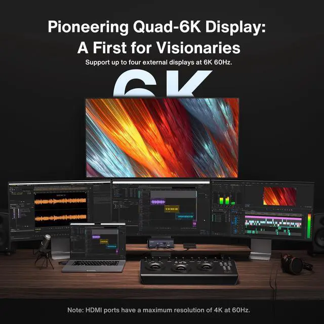 Alt view image 2 of 5 - iVANKY FusionDock Max 1 Thunderbolt 4, 20-in-1 Quad 6K@60Hz Monitor Docking Station, 40Gbps Dock for MacBook M1/M2/M3 Pro/Max, 2HDMI 2.0, 96W PD, 10Gbps 5*USB-A and 2*USB-C, 2.5 GbE, SD/TF 4.0