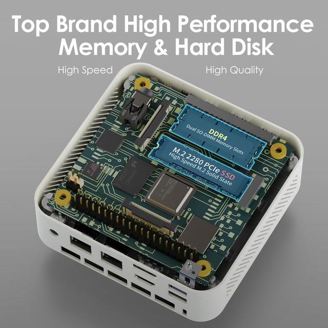Alt view image 4 of 5 - CyberGeek Mini Computers AMD Ryzen 7 5700u (8C/16T,up to 4.3 GHz), Mini Gaming PC 32GB DDR4 RAM 2TB PCIe SSD, Small PC Supports 4K@60Hz/Triple Display/WiFi/BT5.0/HDMI+DP+Type C/VESA Office/Home/School
