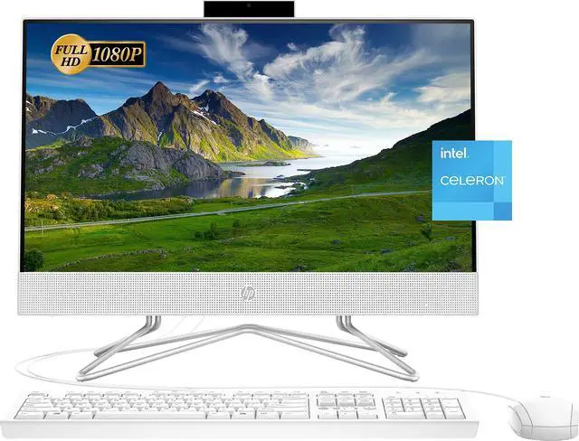 Main image of HP 2022 Newest All-in-One Desktop, 21.5" FHD Display, Intel Celeron J4025 Processor, 16GB RAM, 512GB PCIe SSD, Webcam, HDMI, RJ-45, Wired Keyboard&Mouse, WiFi, Windows 11 Home, White