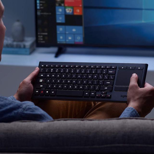 Alt view image 2 of 5 - Logitech K830 Illuminated Living-Room Keyboard with Built-in Touchpad - Easy-access Media Keys and Shortcut Keys for Windows or Android