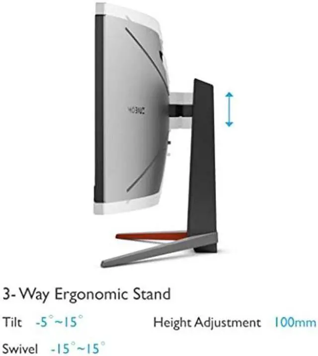 Alt view image 3 of 5 - BenQ MOBIUZ EX3410R Curved Gaming Monitor 34" 2K 1440p 144Hz 1ms w/Remote | HDRi | 1000R | Color Optimizer | Freesync Premium Pro | Eye-Care | Height, Swivel & Tilt | 2.1ch w/ 5w Sub | USB Hub
