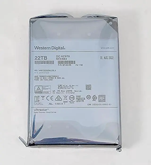 Alt view image 2 of 3 - Western Digital WD Ultrastar HC570 WUH722222ALE6L4 22TB 7200RPM 3.5'' Desktop HDD 0F48155