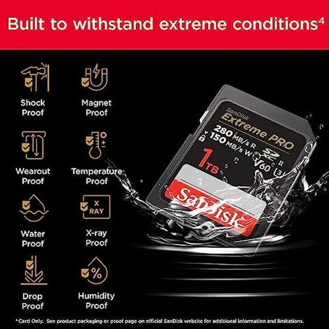 Alt view image 5 of 5 - SanDisk 1TB Extreme PRO SDXC UHS-II Memory Card - C10, U3, V60, 6K, 4K UHD, SD Card - SDSDXEP-1T00-GN4IN