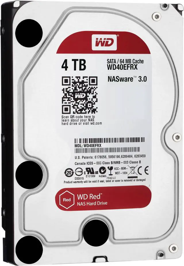 Alt view image 2 of 2 - Western Digital WD40EFRX WD Red NAS Hard Drive - Hard drive - 4 TB - internal - 3.5 inch - SATA 6Gb/s - buffer: 64 MB - for WD My Cloud EX2, EX4