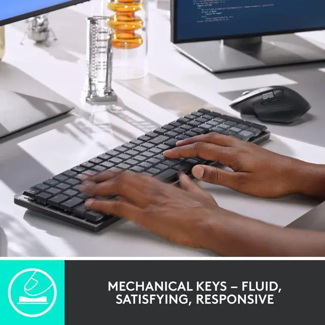 Alt view image 2 of 5 - Logitech MX Mechanical Wireless Illuminated Performance Keyboard, Clicky Switches, Backlit Keys, Bluetooth, USB-C, macOS, Windows, Linux, iOS, Android - With Free Adobe Creative Cloud Subscription