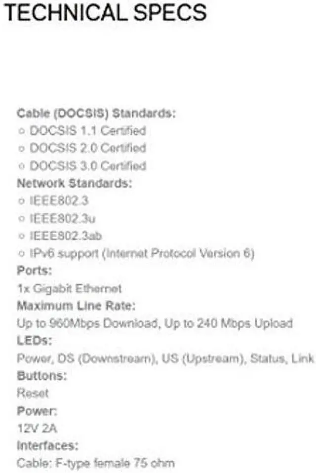 Alt view image 2 of 5 - Linksys CM3024 High Speed DOCSIS 3.0 24x8 Cable Modem, Certified for Comcast/Xfinity, Time Warner, Cox & Charter (Modem Only, No Wifi Functionality)